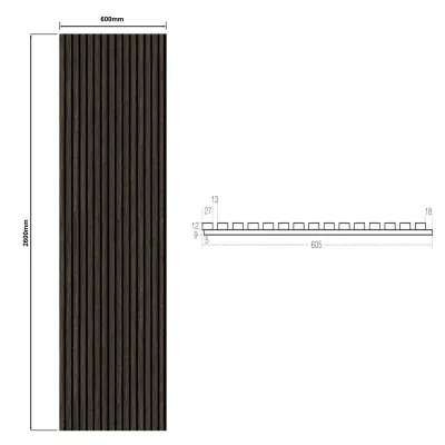 Wandpaneel Akoestisch met echt houtfineer - Wenge - 600*2600mm